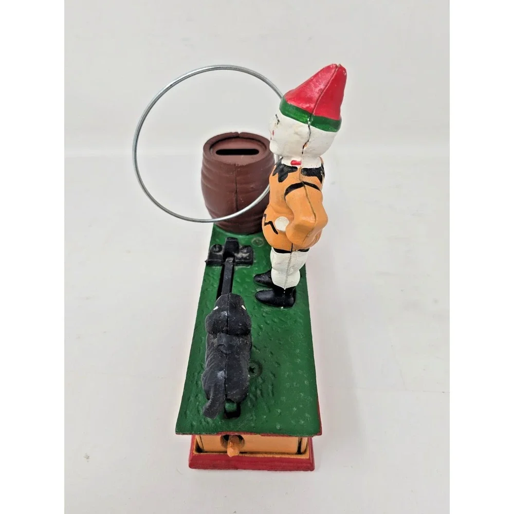 Vintage Reproduction Cast Iron Trick Dog Bank Circus Mechanical Works U114